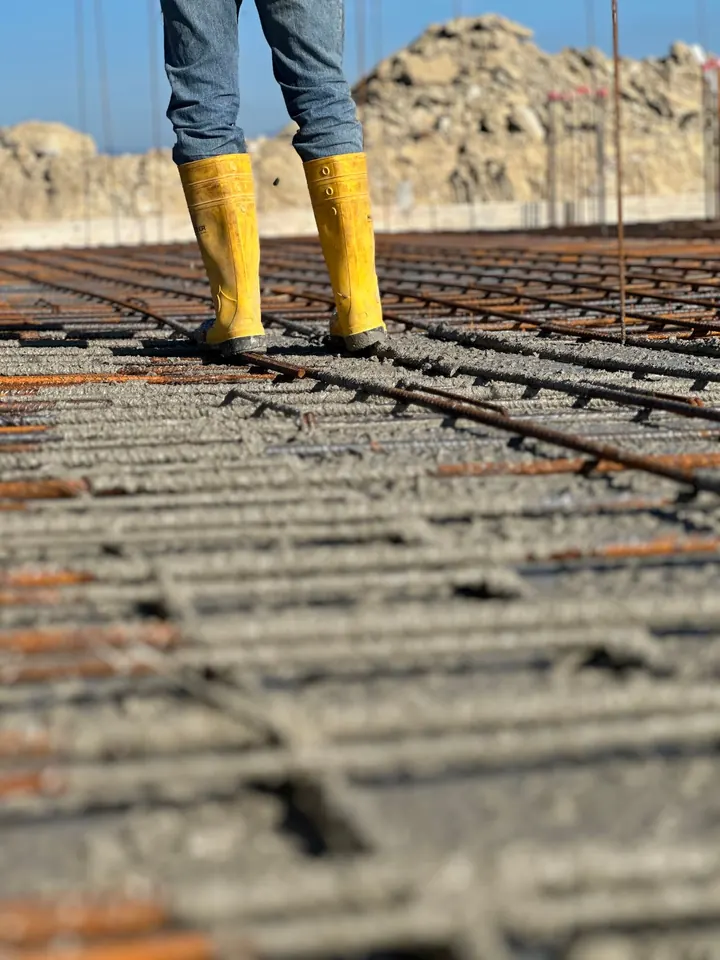 Concrete slab with rebar before the pour
