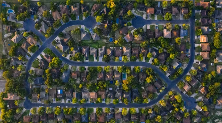 Aerial view of a neighborhood in Edinburg, Texas