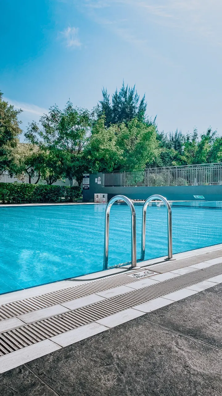 Outdoor swimming pool on a sunny day